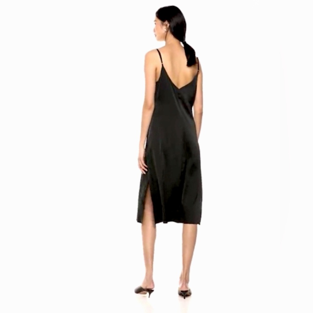 Silky Low-back Midi Slip Dress with Slit
